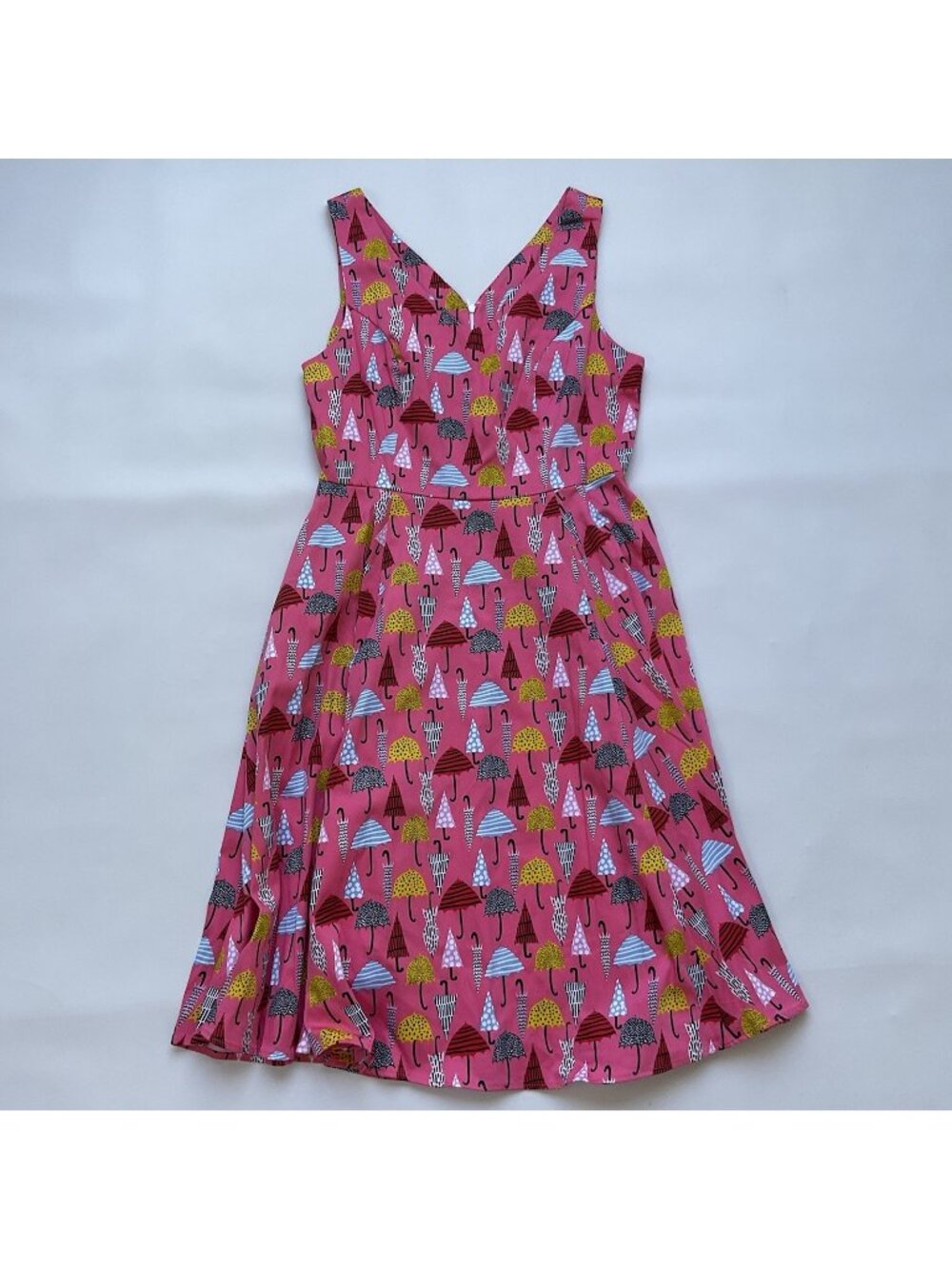 Eva Rose Women’s V-neck Pink Retro Vintage The Umbrella Dress Sleeveless Size L